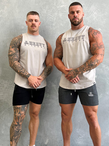 Team Hitter Tank in beige, mens gym tank by Lift The Label, view 3