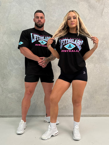 Home Tee -  Black/Pink/Teal