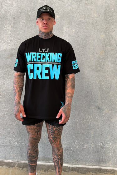Wrecking Crew Tee - Black / Baby Blue