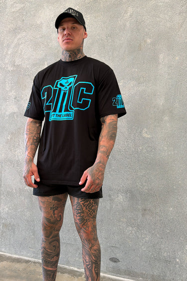 21C Tee - Black / Baby Blue