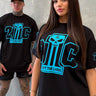 21C Tee in black and baby blue, mens gym tee by Lift The Label, view 3