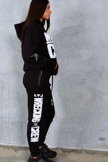 Wrecking Crew Trackpants in black and white, mens joggers by Lift The Label, view 4