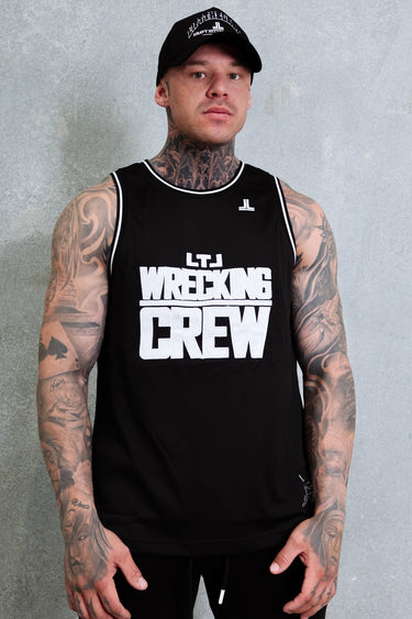 Wrecking Crew Jersey in black and white, mens gym jersey by Lift The Label, view 2