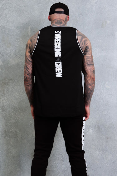 Wrecking Crew Jersey in black and white, mens gym jersey by Lift The Label, view 4