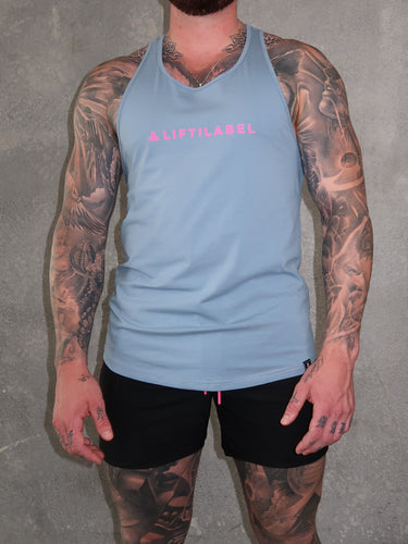 B2B T-Back  - Air Force Blue / Hot Pink