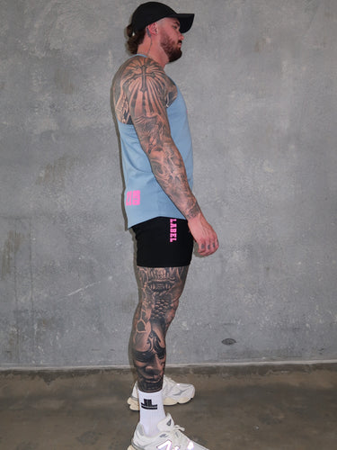 B2B T-Back  - Air Force Blue / Hot Pink