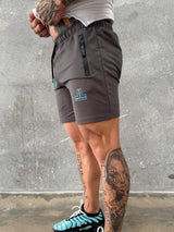 End Fit Tapered Shorts - Dark Grey Brown / Teal