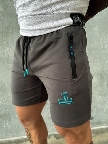 End Fit Tapered Shorts - Dark Grey Brown / Teal