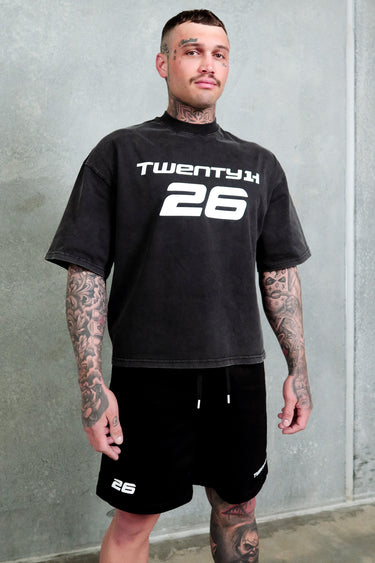 21H Signature Cropped Tee - Washed Black