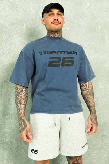 21H Signature Cropped Tee - Washed Blue
