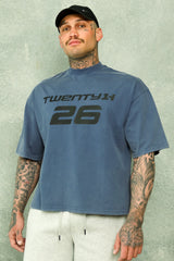 21H Signature Cropped Tee - Washed Blue
