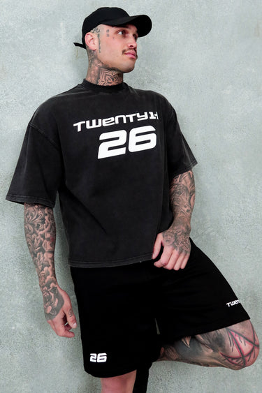 21H Signature Cropped Tee - Washed Black