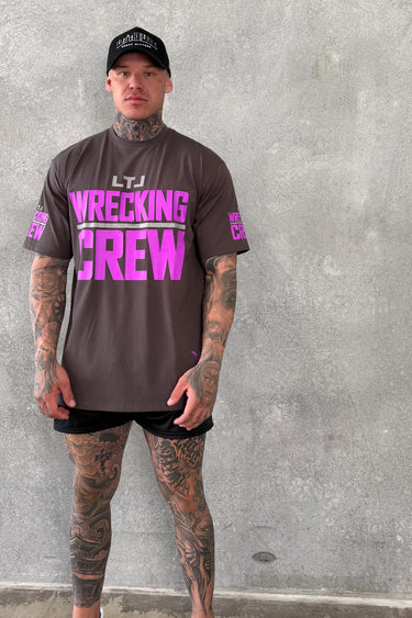 Wrecking Crew Tee - Dark Brown -Purple