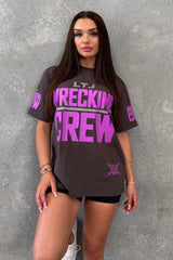 Wrecking Crew Tee - Dark Brown -Purple
