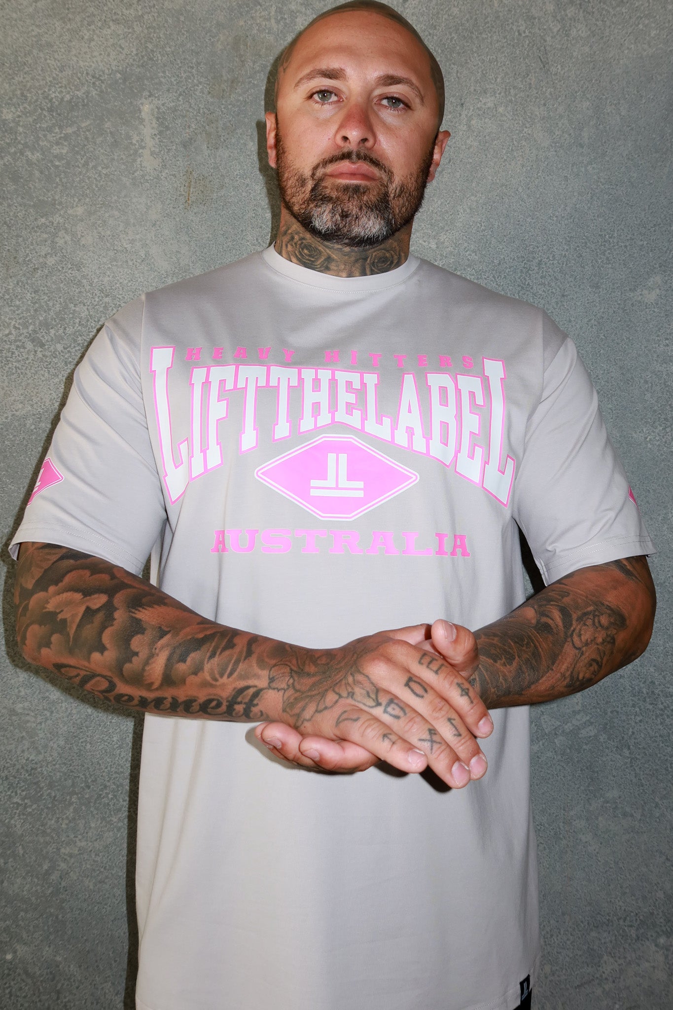 Home Tee - Pearl Grey/ Pink