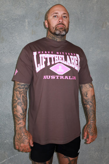 Home Tee - Brown/Pink