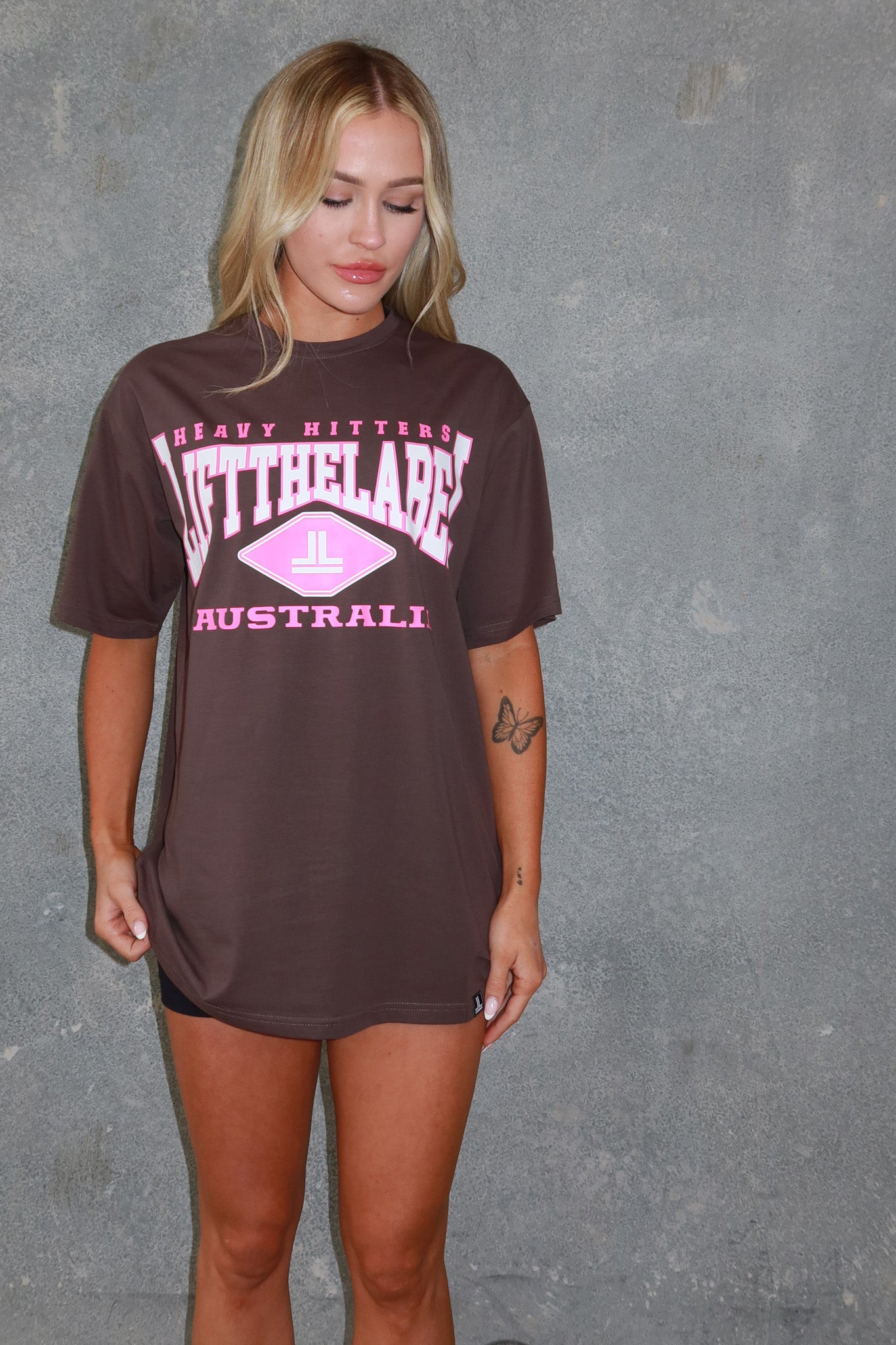 Home Tee - Cedar Brown/ Pink