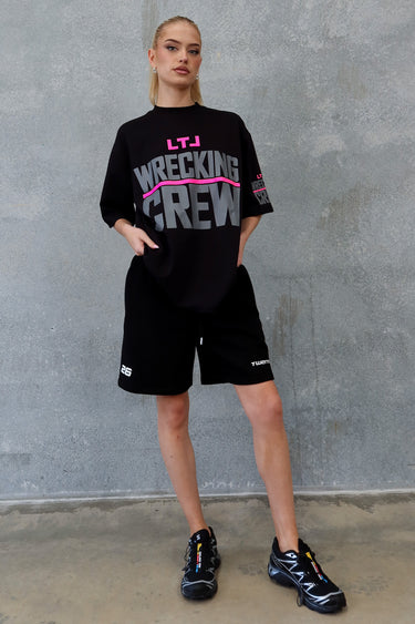 LTL BOX FIT TEE - BLACK / PINK