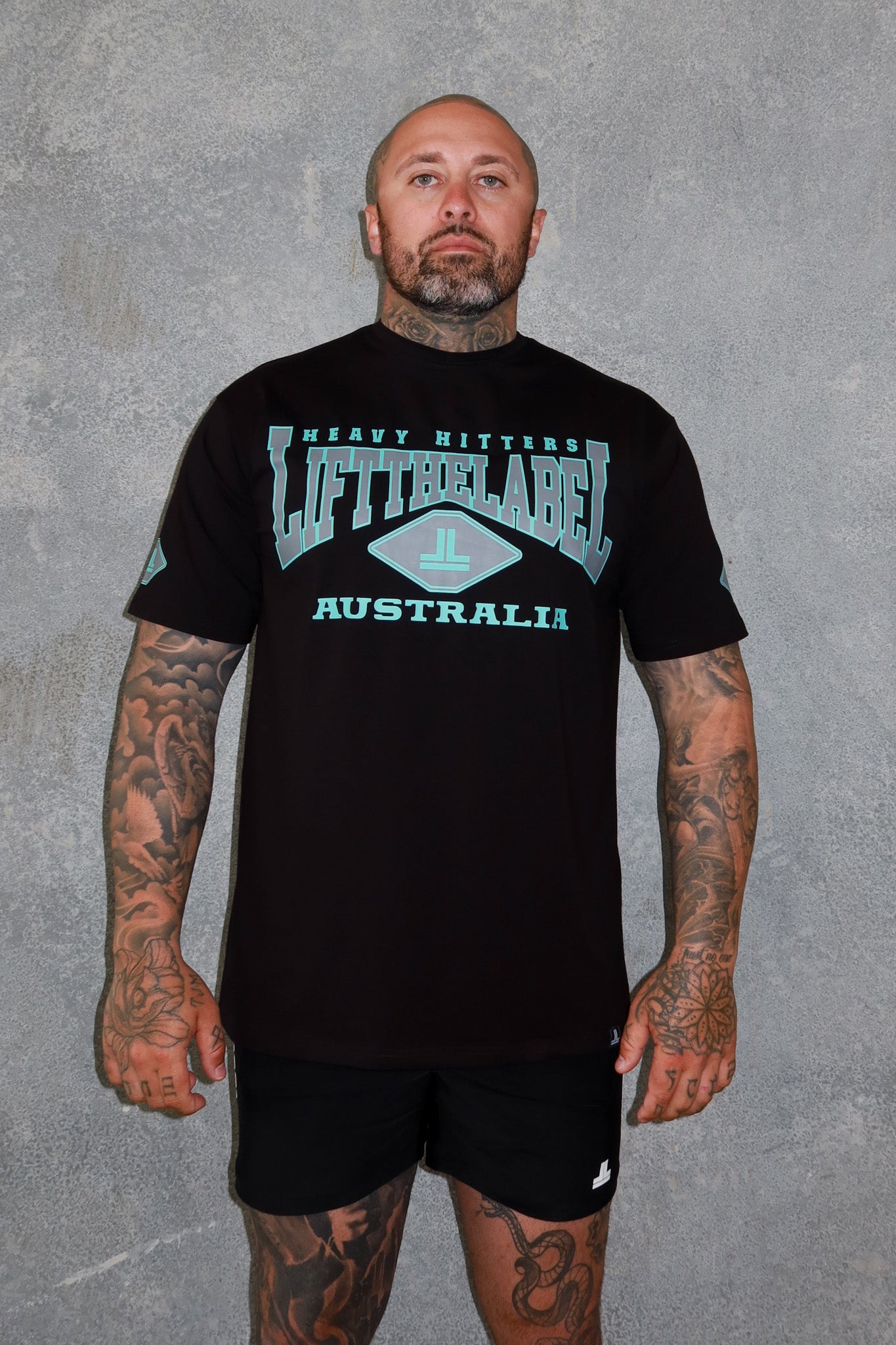 Home Tee -Black / Baby Blue