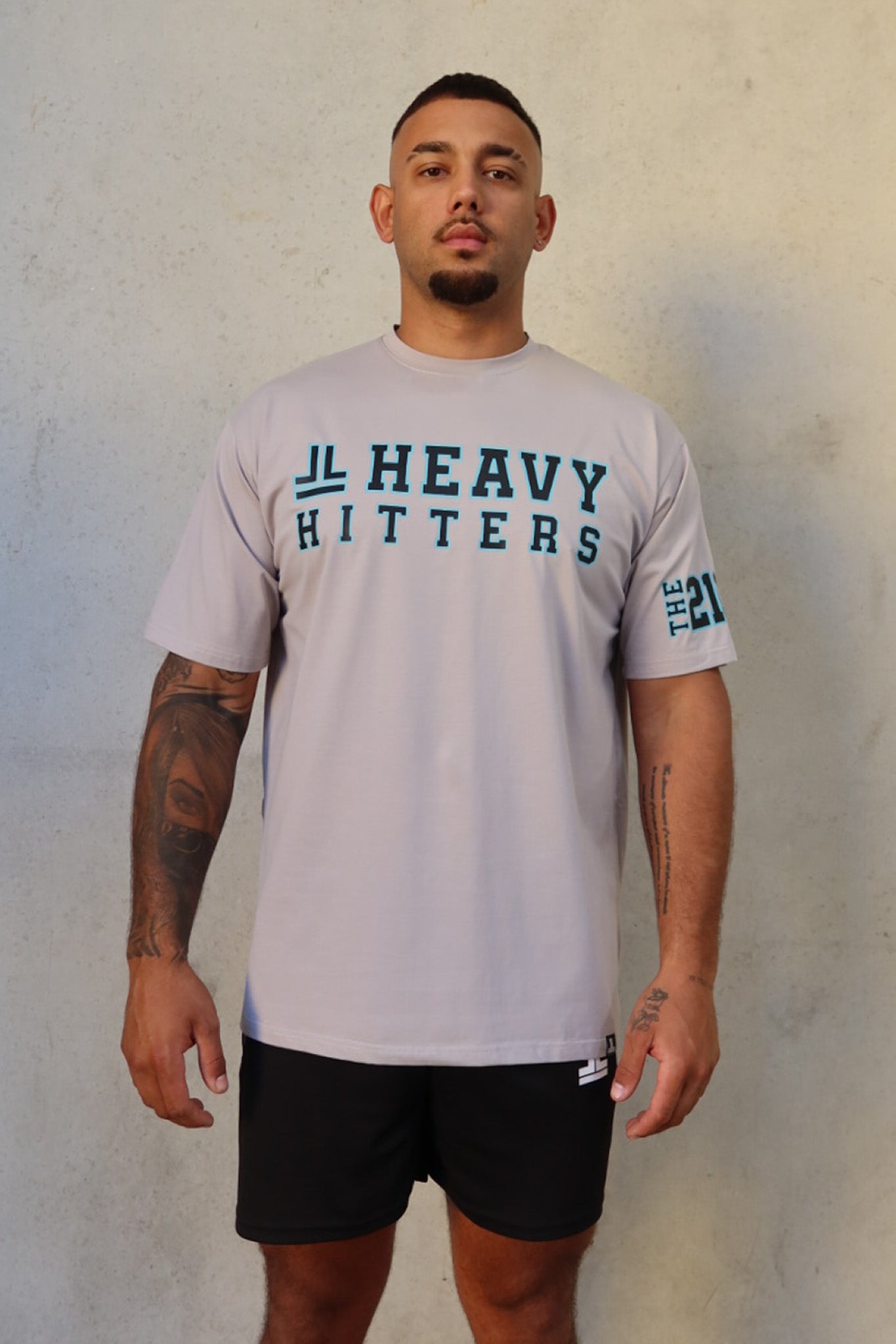 Team Hitter Tee - Stone Grey / Teal