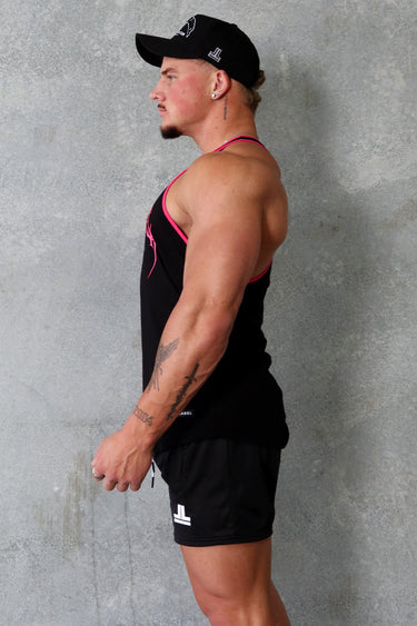 Metal T-Back - Black / Hot Pink