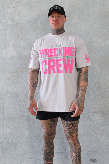 Wrecking Crew Tee - Stone Grey / Pink