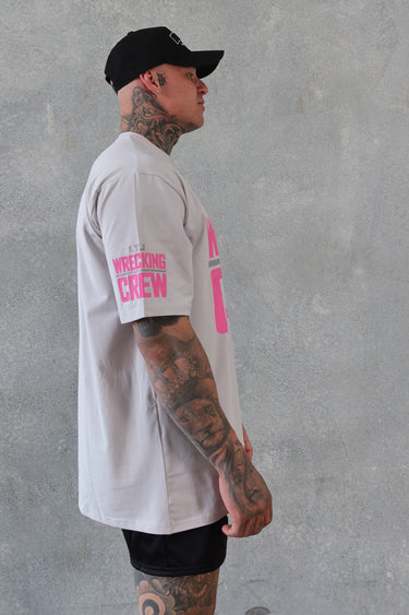 Wrecking Crew Tee - Stone Grey / Pink