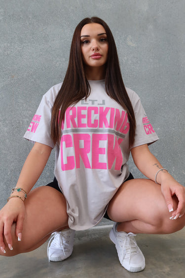 Wrecking Crew Tee - Stone Grey / Pink