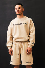 21H Signature Cropped Crew - Beige / Black