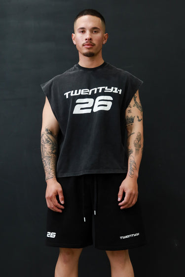 21H Cropped Tank - Washed Black