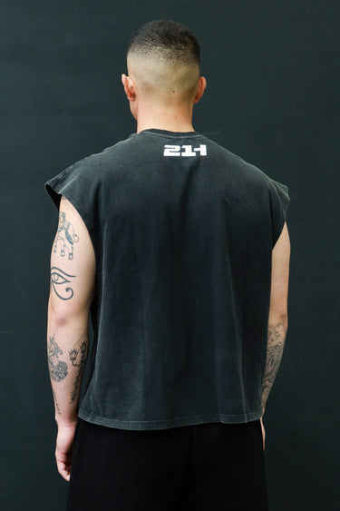 21H Cropped Tank - Washed Black