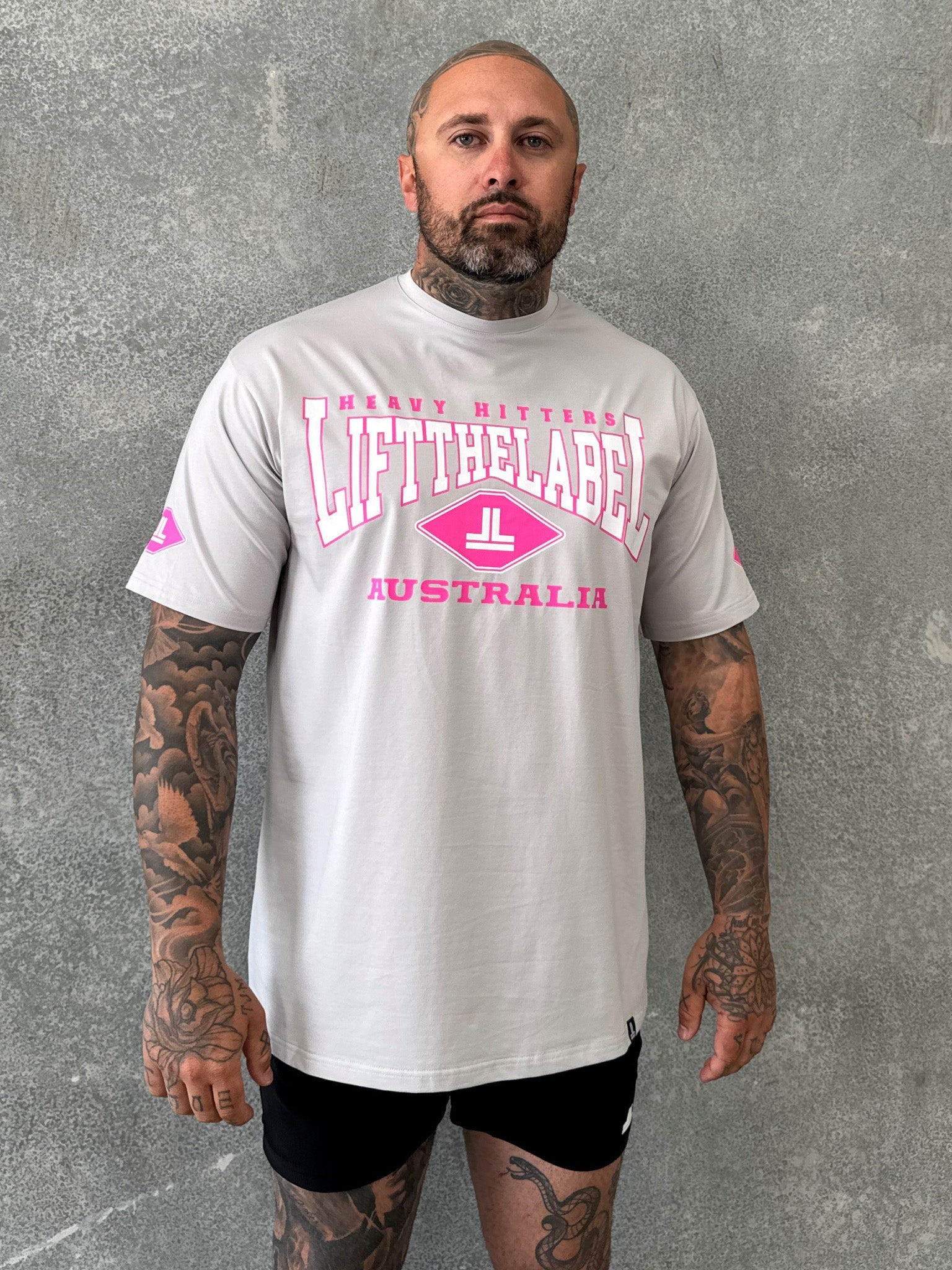 Home Tee - Pearl Grey/ Pink