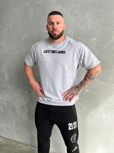 TERRY PUMP CREW - GREY MARL / BLACK LEATHER LOGO