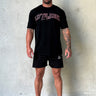Basic Logo O.S Tee in black and pink, oversized mens gym tee by Lift The Label